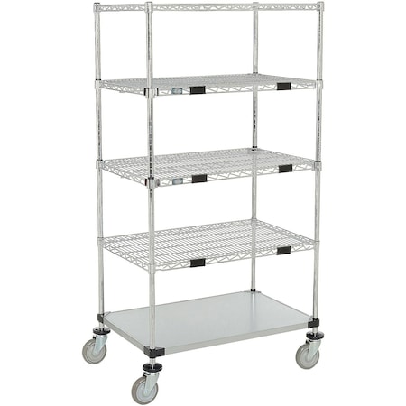 Nexel Open Sided Wire Exchange Truck, 4 Wire 1 Galvanized Shelf, 1000 Lb Cap, 36x18x69 251291